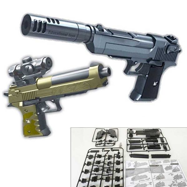 

bagged qileda 777a 773 770 desert eagle building block gun combination pistol children's educational toy, Blue