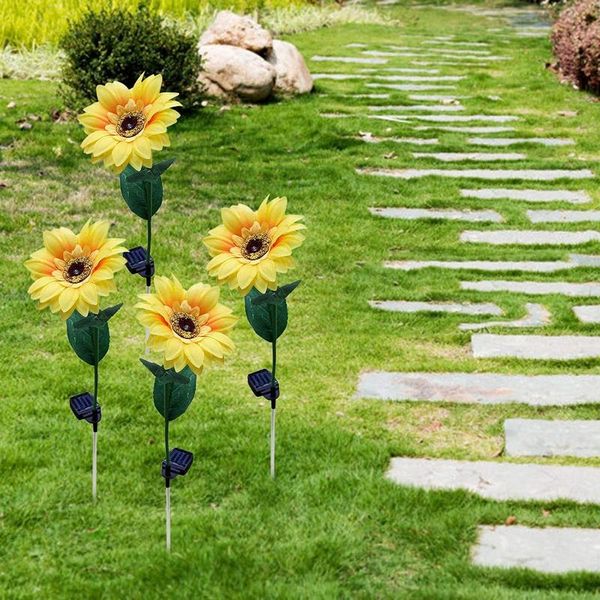 

night light solar sunflower lights garden decor outdoor lighting large realistic flowers for courtyard lawn lamps