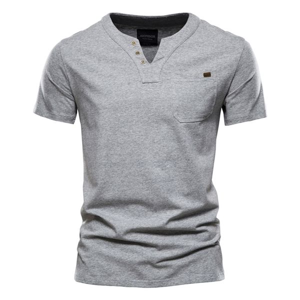 

aiopeson casual cotton mens t shirts solid color classic v-neck t shirt men summer short sleeve tees men 210707, White;black