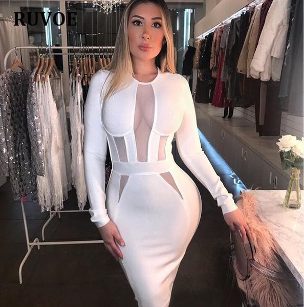

casual dresses women bandage dress 2021 arrivals winter long sleeve white party club for, Black;gray
