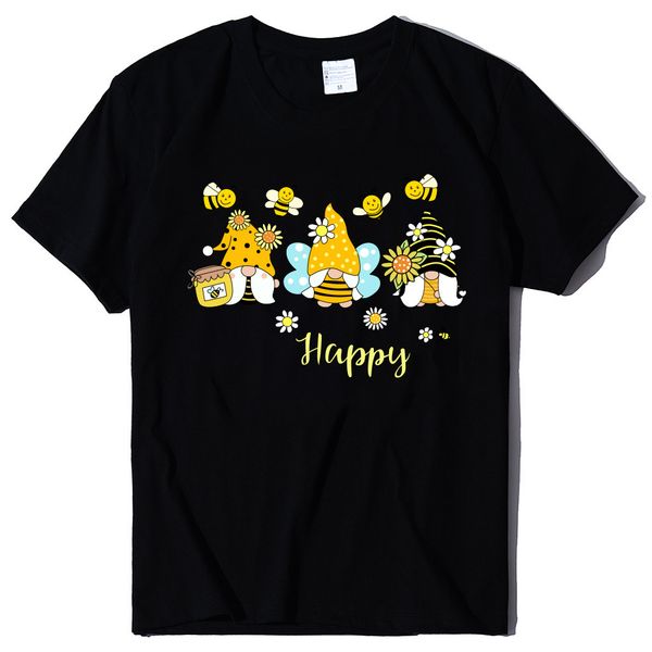 

summer large urban leisure short sve bee art printed short sve, White