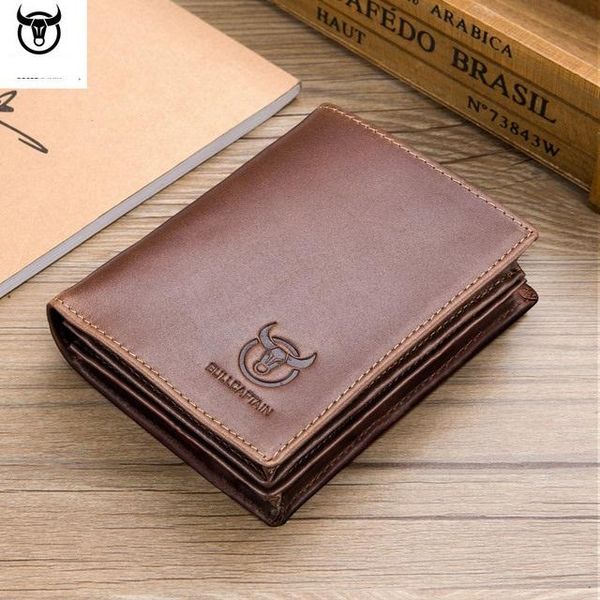 

men's short anti-theft brush wallet genuine leather rfid coin purse male large capacity money bag card holder wallets, Red;black