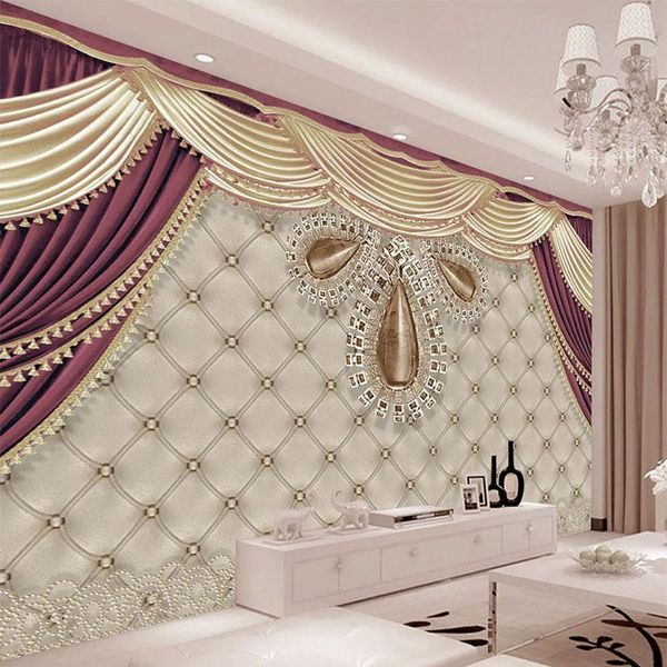 

wallpapers european style 3d stereo jewelry soft roll mural wallpaper living room el luxury background wall decor pvc waterproof sticker