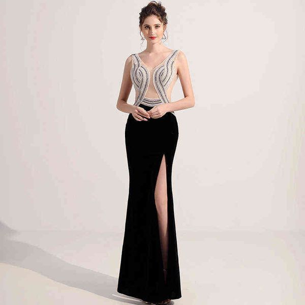 

luxury prom dresses nightclub perspective thin evening temperament sauna night show buttocks nightclub women's cloth, Black