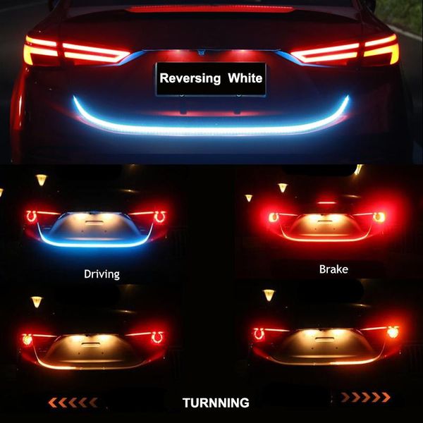 

emergency lights car rear trunk tail light dynamic reverse warning led strip 12v auto additional break trun signal lamp