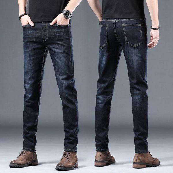 

men's jeans 2021 winter mens casual cotton pants fashion male, Blue
