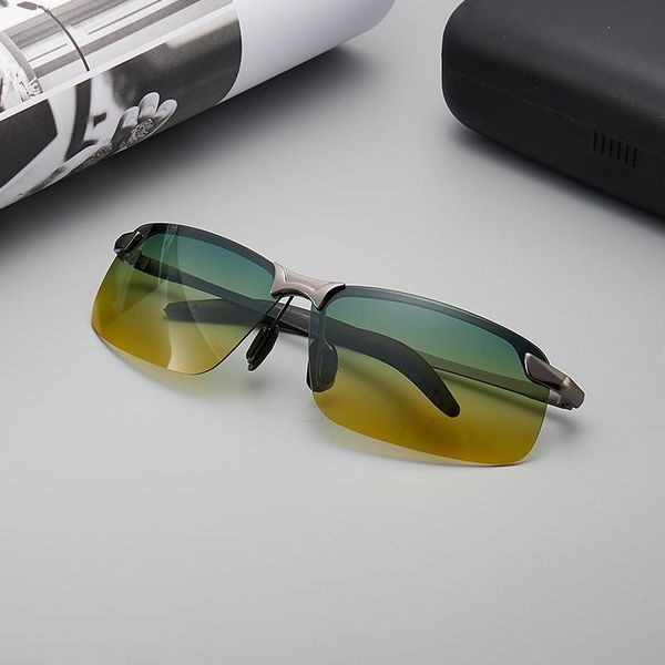 

sunglasses men's for driving day and night dual-use polarized glasses black technology women's vision, White;black