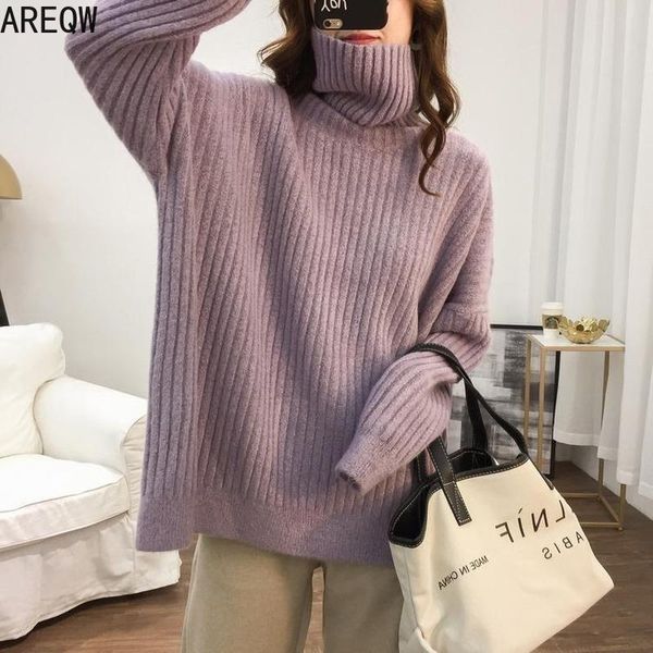 

lazy style turtleneck pullover women's autumn and winter knitted women sweater sweaters, White;black