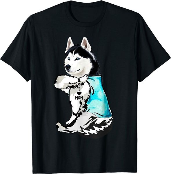 

husky i love mom tattoo gift t-shirt black s-5xl, White;black
