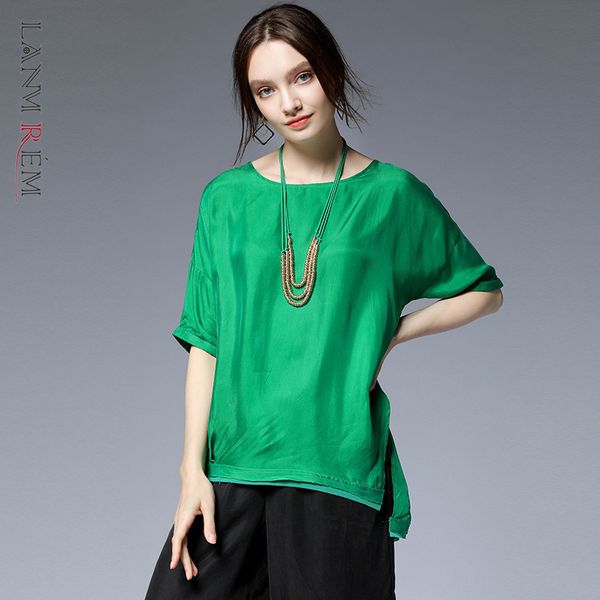 

women green big size split fork t-shirt arrivals round neck short sleeve female fashion tide summer 2e1803 210507, White