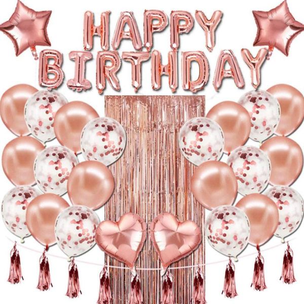 

rose gold birthday decoration balloon rain silk tassel suit party decorations kids