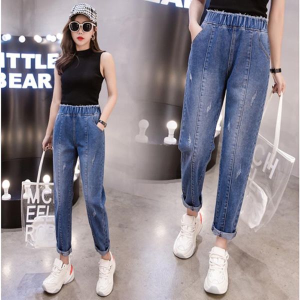 

jean woman high waist jeans boyfriend for women with push up large size ladies denim 5xl 2021 women's, Blue