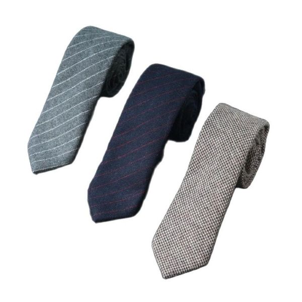 

bow ties 2021 100% wool tie 7cm men's business grid stripe necktie mens white shirts fake designer accessories, Black;gray