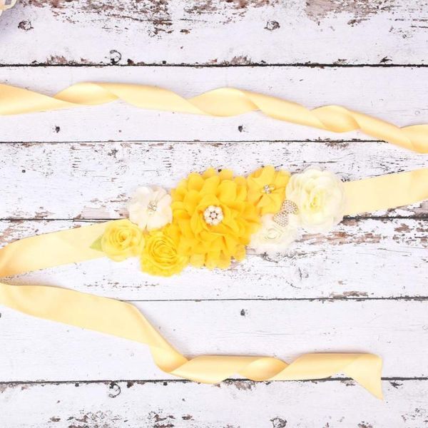 

maternity intimates arrival gold flower sash pregnancy belly belt baby shower party po prop gift wedding bride, White