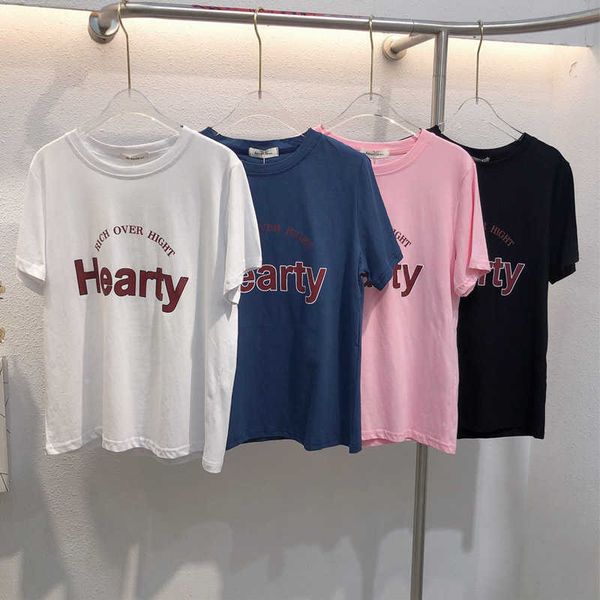 

casual loose fashion basic letter printed all-match oversize college wind street women female short sleeve t-shirts 210527, White