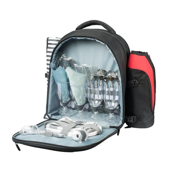 

travel picnic backpack portable outdoor camping cutlery storage organizer with blanket waterproof large cooler bag bags