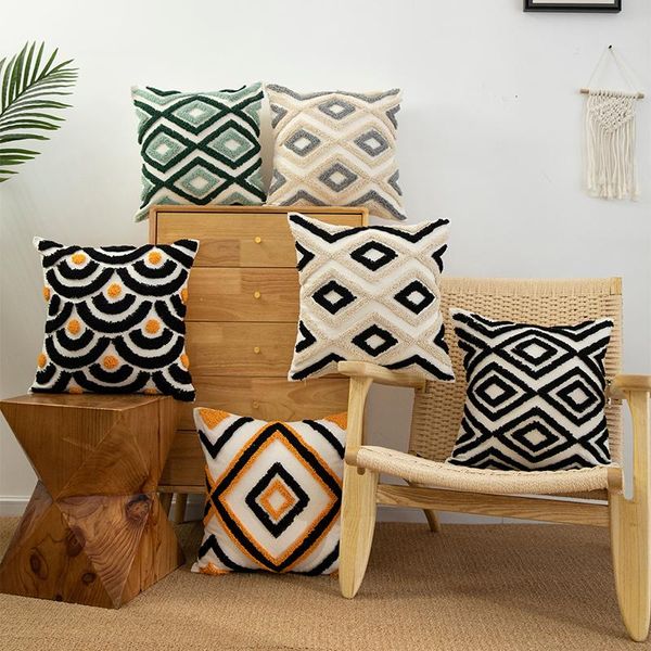 

cushion/decorative pillow boho cushion cover geometric tufted pillowcase plush decorative 45x45cm living room sofa bedroom home decor 2021