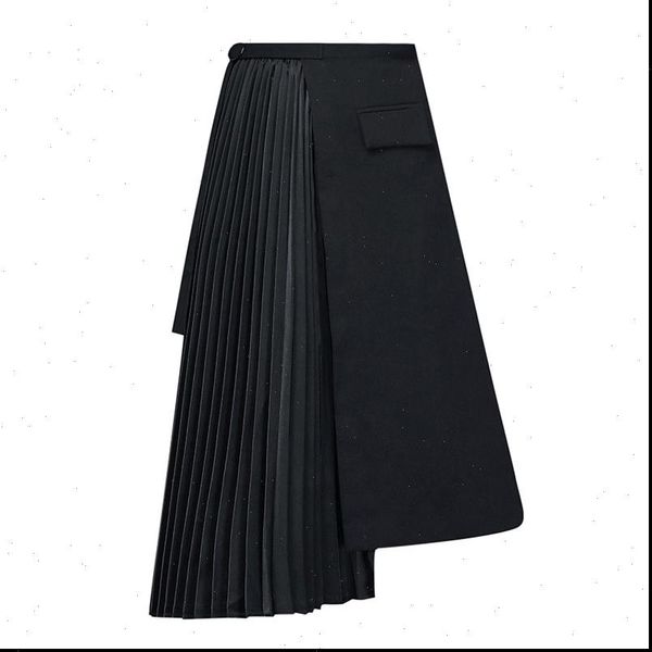 

office pleated a line pleat women skirt black elegant femme irregular
