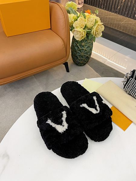 

ms. fashion hair slippers autumn leisure room insulation wool size 35-41, Black