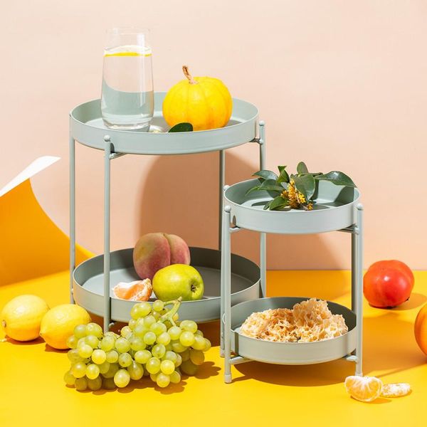 

round two tier shelves for home fruit coffee plates tableware bathroom storage organizer removable baskets racks
