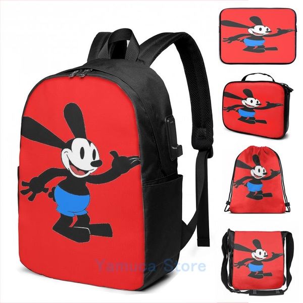 

backpack funny graphic print lucky usb charge men school bags women bag travel laptop