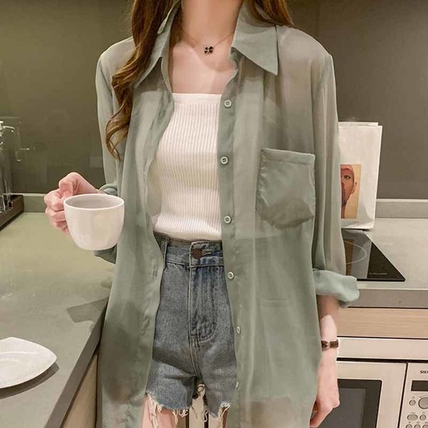 

blusas camisas mujer blouse women women blouses long sleeve women shirts turn down collar chiffon blouse shirt blusa d306 210426, White