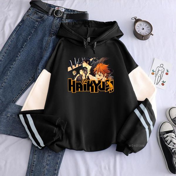

men's hoodies & sweatshirts anime haikyuu kageyama hinata hoodie men/women hip hop casual loose harajuku sweatshirt streetwear over, Black