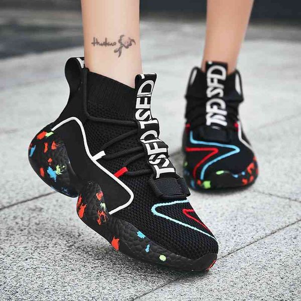 

women sock shoes fashion casual designer ladies breathable high platform sneakers zapatillas blancas deportivas mujer 210322, Black;white