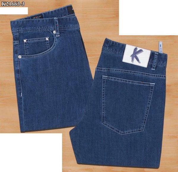 

jeans men 2021 summer 100% cotton letter embroidery elasticity black size 31~40 ng men's, Blue