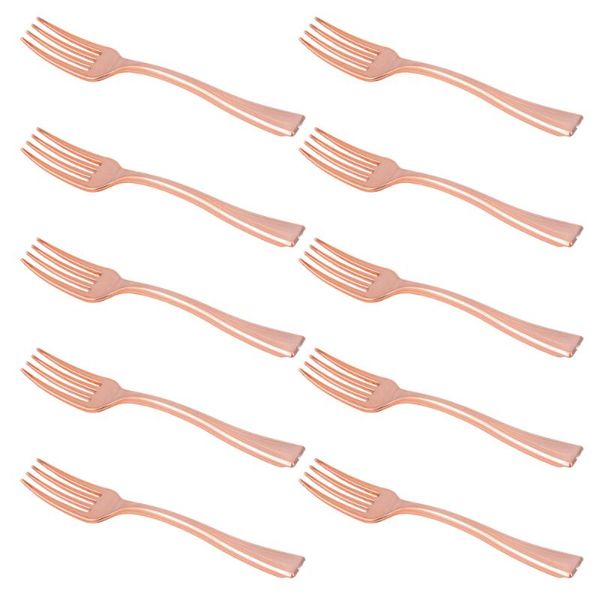 

24pcs disposable mini forks fruit dessert pudding party supplies for restaurant ktv (rose gold) flatware