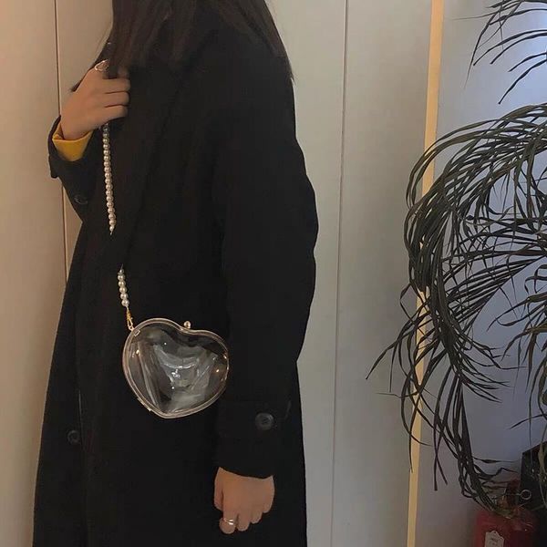 

storage bags women's transparent love cute bag heart shaped valentine day gift female chain messenger gifts