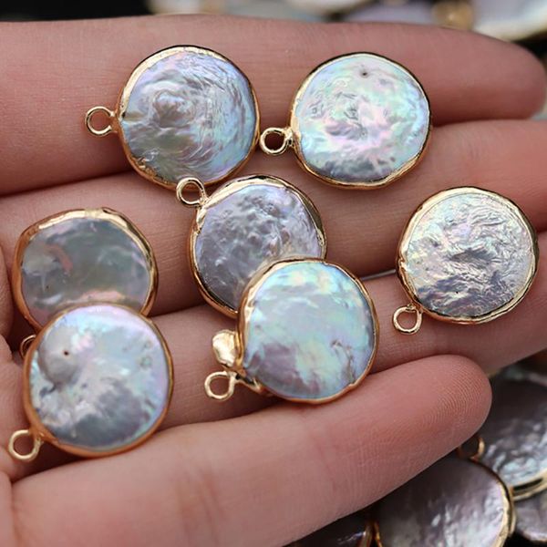 

charms natural white oblate pearl pendant handmade crafts diy necklace bracelet earring jewelry accessories gift making, Bronze;silver