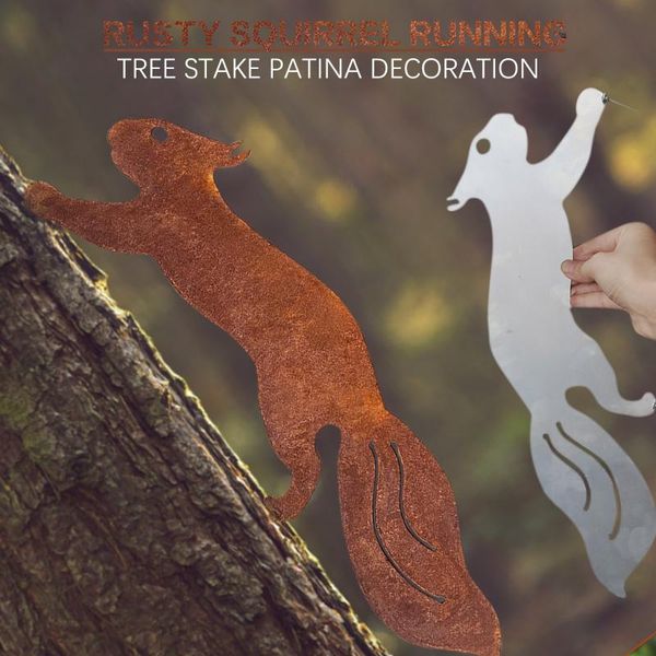 

garden decorations cute squirrel metal decoration silver slowly oxidizes for yard lawn tree outdoor animal ornaments creative gift