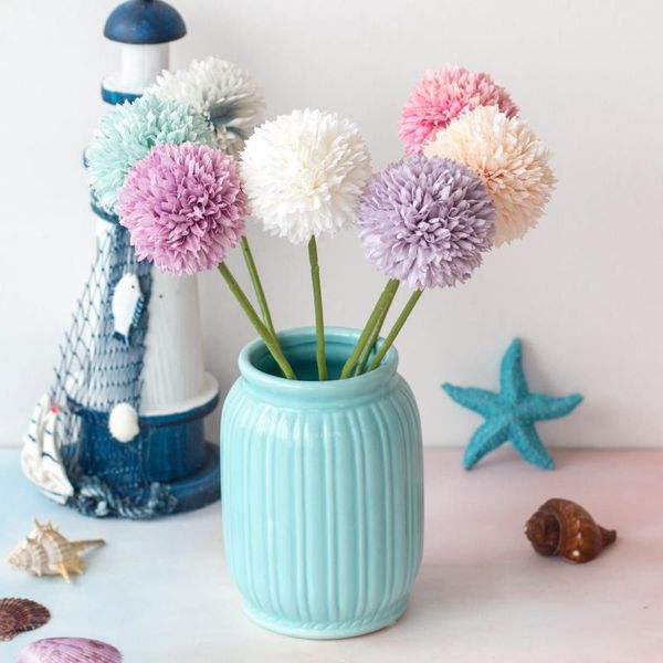 

simulation flower ping pong chrysanthemum dandelion grass ball silk fake flower wall accessories home living room decoration