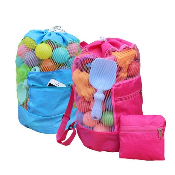 

children beach sand toy net bag folding sundries mesh baby storage backpack protable bags pool & accessories