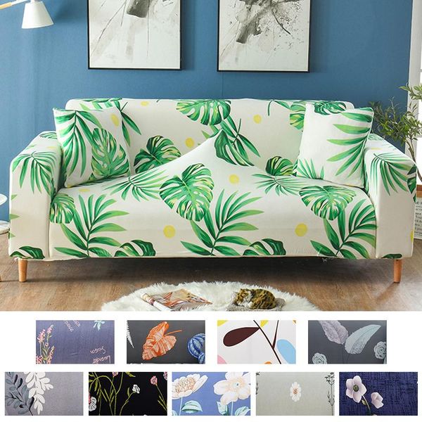 

chair covers stretch printed sofa cover for living room l-shaped sectional couch slipcover anti-slip design plant patten 1/2/3/4-seat