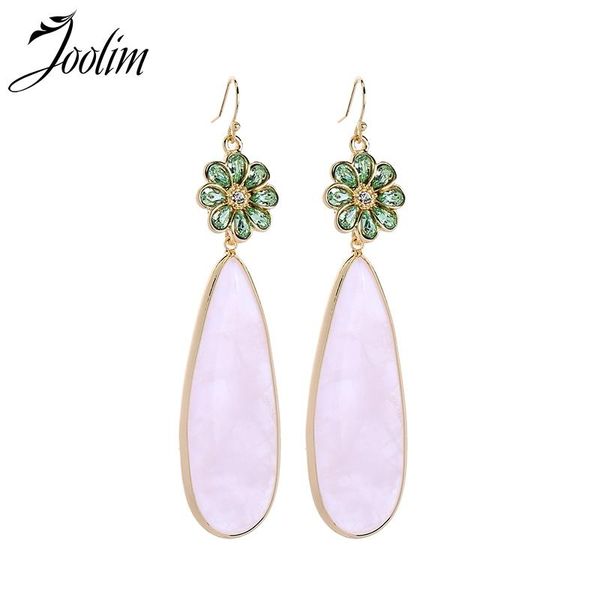 

joolim jewelry wholesale/high end pink blue natural stone waterdrop earring 2021 spring & summer earrings for women dangle chandelier, Silver