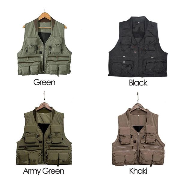 

professional fishing vest quick dry fish breathable material jacket outdoor sport survival utility safety waistcoat running jerseys, Black;blue