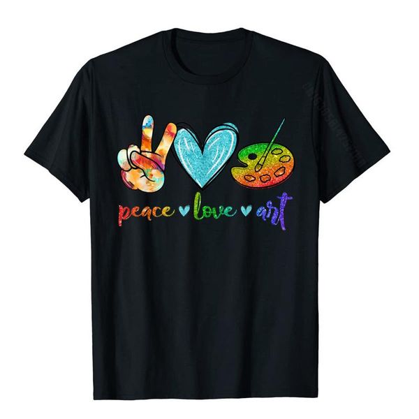 

men's t-shirts peace love art painting palette cute teacher gifts t-shirt design t shirt cotton men tshirts, White;black