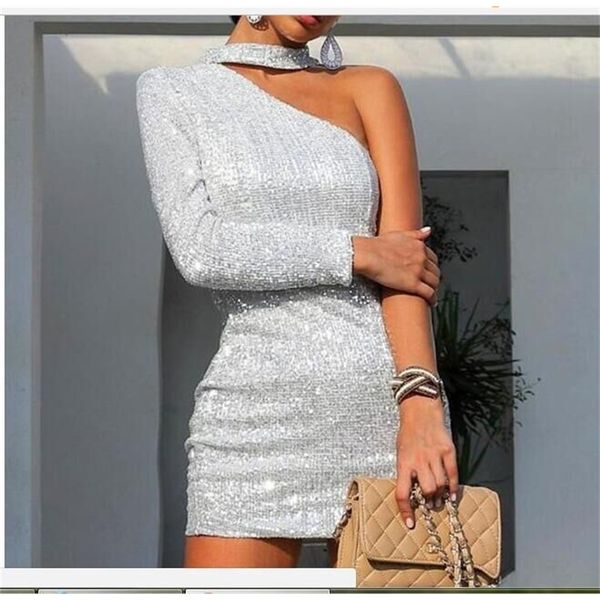 

2019 new fashion off shoulder silver silk dress with buttocks, White;black
