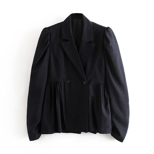 

elegant women puff sleeve blazers fashion ladies notched collar jacket suits casual female vintage suit girls chic 210430, White;black