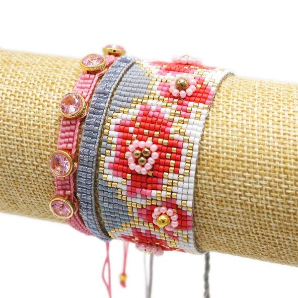 

bracelet women flower pattern bracelets turkish miyuki jewelry glass beaded evil eye pulseras femme handmade 2021 gift charm, Golden;silver