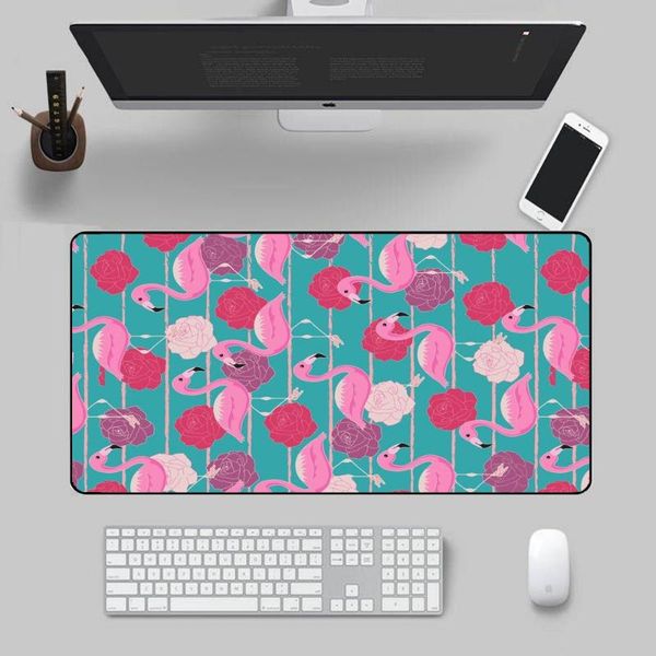 

mouse pads & wrist rests flamingoes and roses gaming pad large big mat computer mousepad mause deskkeyboard cushion