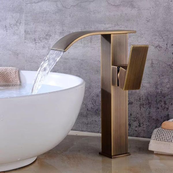 

bathroom sink faucets basin waterfall antique bronze faucet single handle torneiras para banheiro mixer tap deck mounted water taps