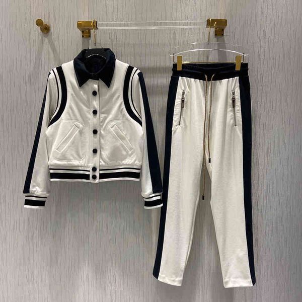 

capris 2021 spring collection luxury quality 100% cotton street style two piece suit, Black;white
