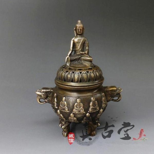 

fragrance lamps chinese old copper buddha dragon incense burner