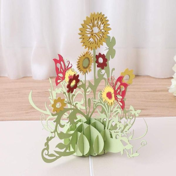 

greeting cards 3d up sunflower flower card christmas birthday year invitation