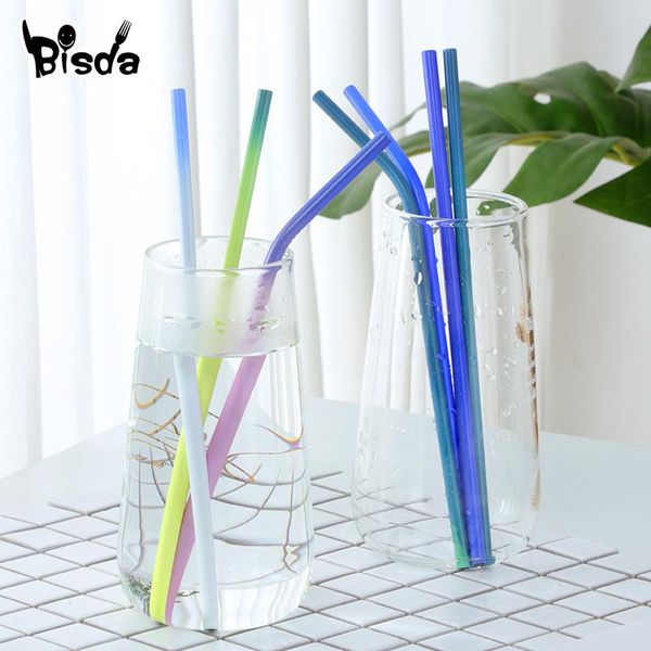 

drinking straws 1pc stainless steel straw induction temperature gift cleaner brush bar accessories straight bend reusable