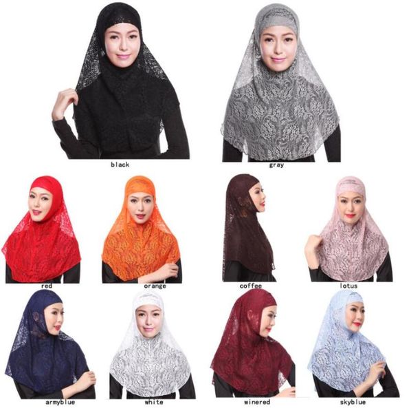 

scarves 2pcs/set fashion muslim jersey floral hijab scarf long islamic shawl plain soft turban tie head wraps women africa headband cap, Blue;gray