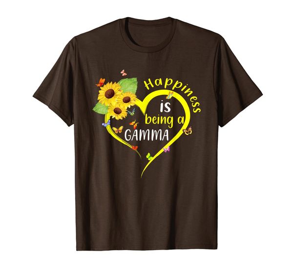 

happiness is being a gamma grandma sunflower heart t-shirt, White;black